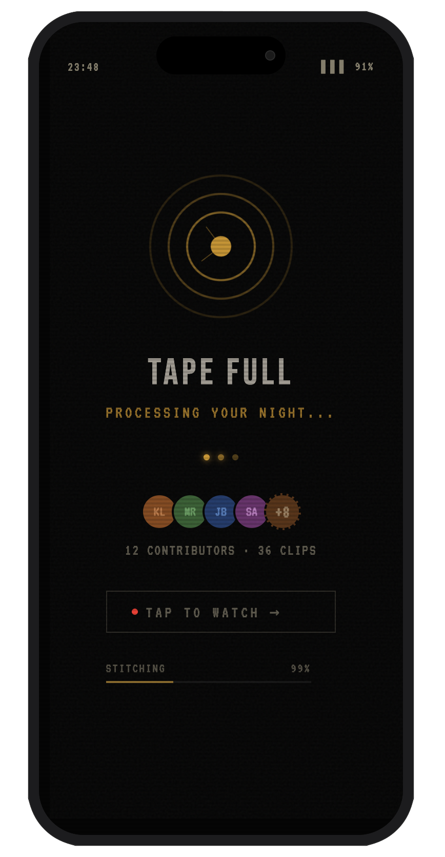 Tape processing screen
