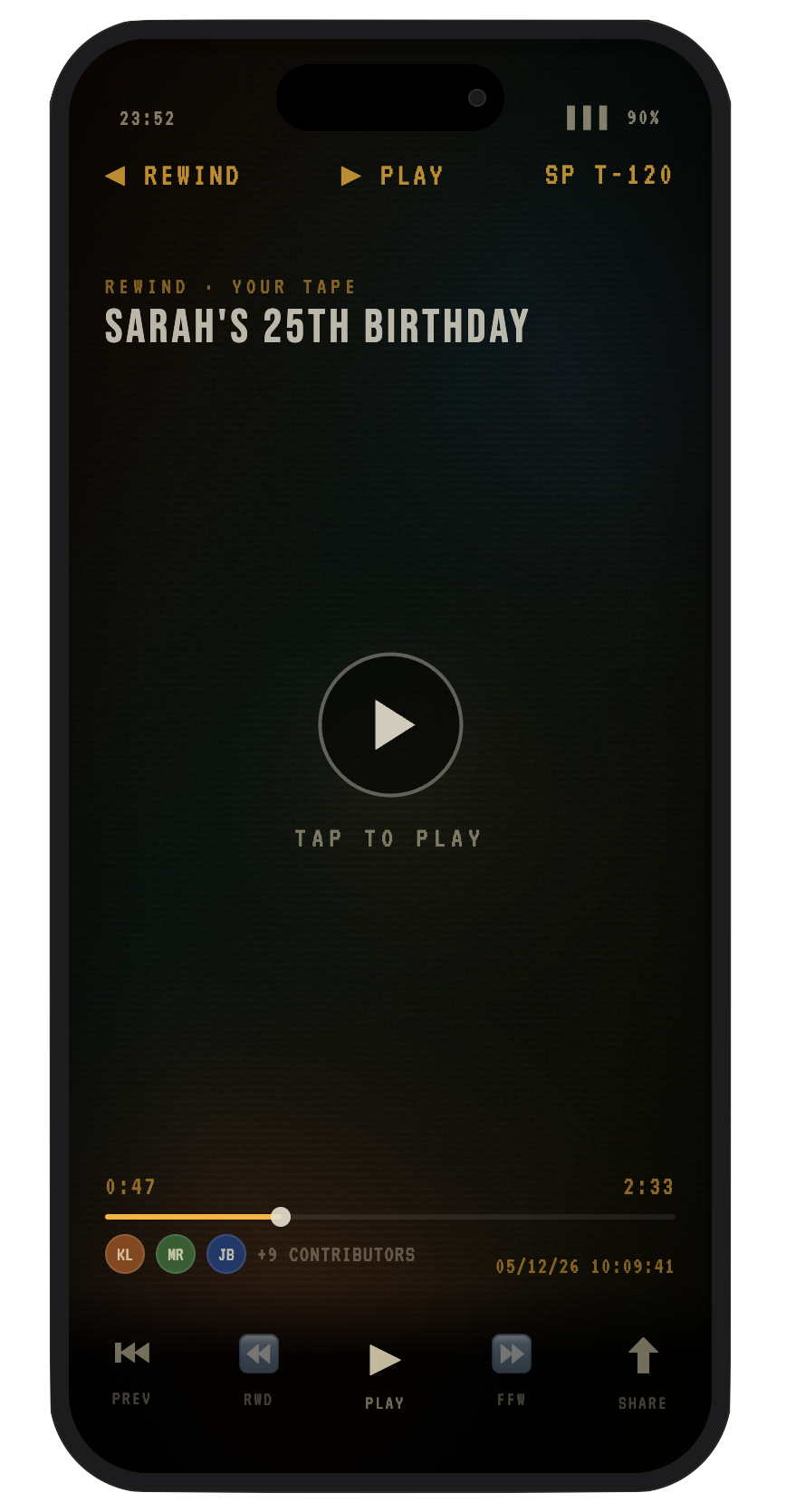 Tape reveal screen